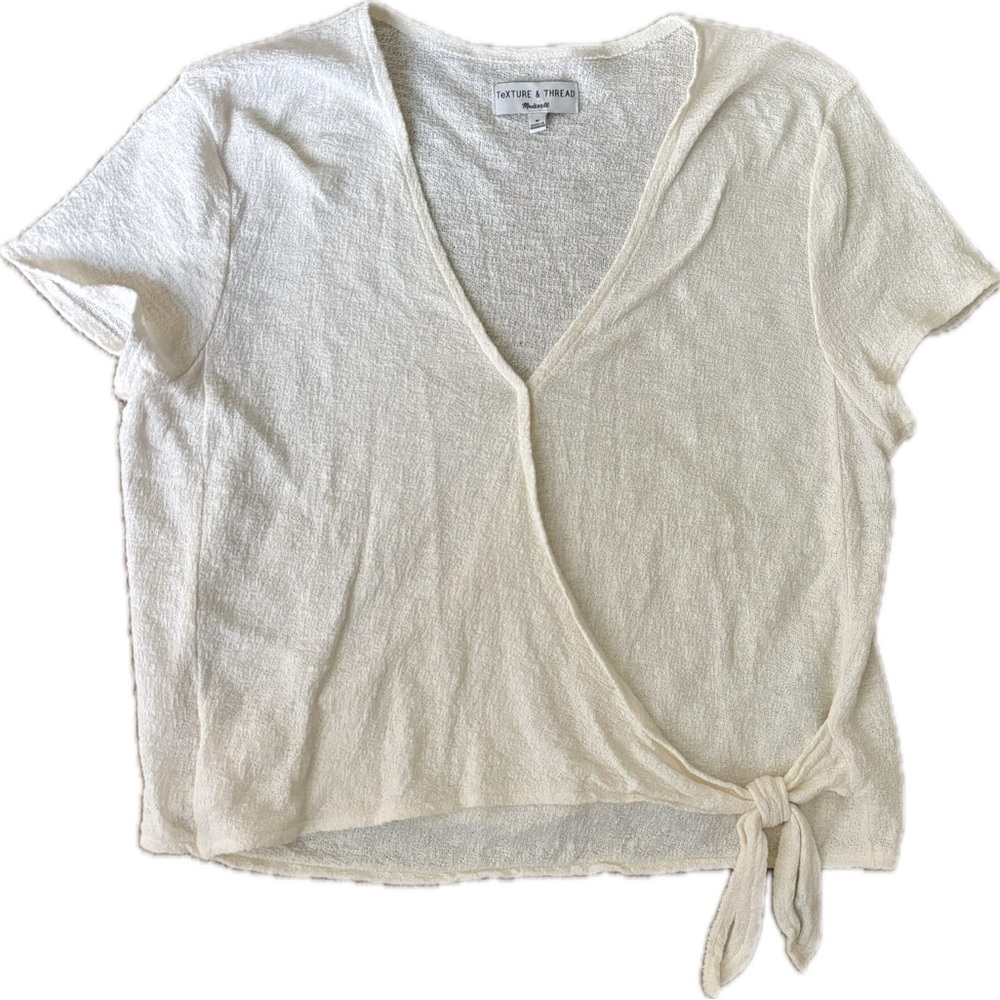Madewell texture & thread Cream Tie-Front Blouse